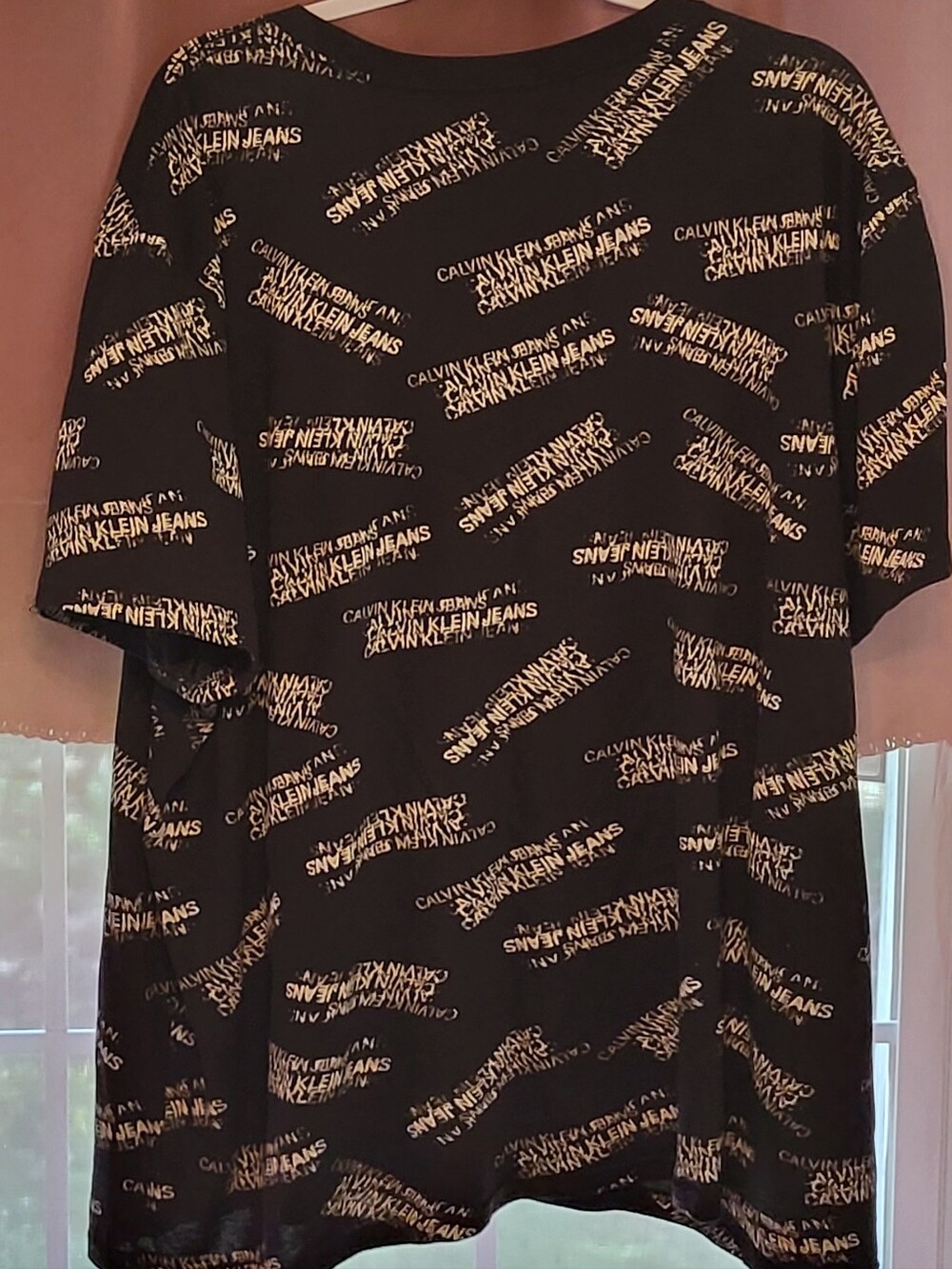 Calvin Klein 2xl Black Tee with All-Over White Logo Print